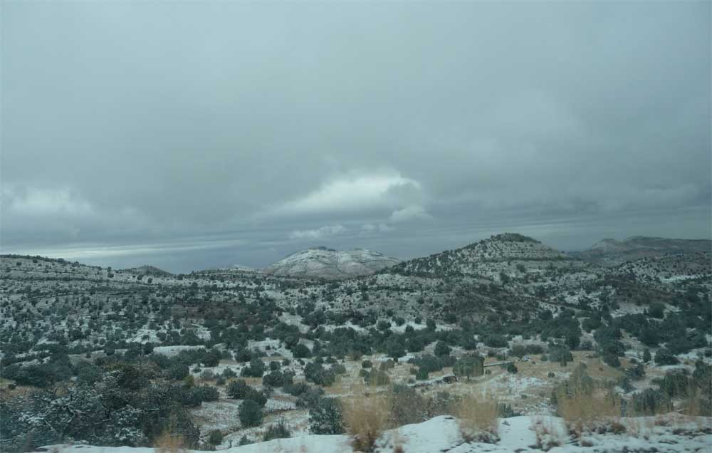 road toward the aldo leopold in snow