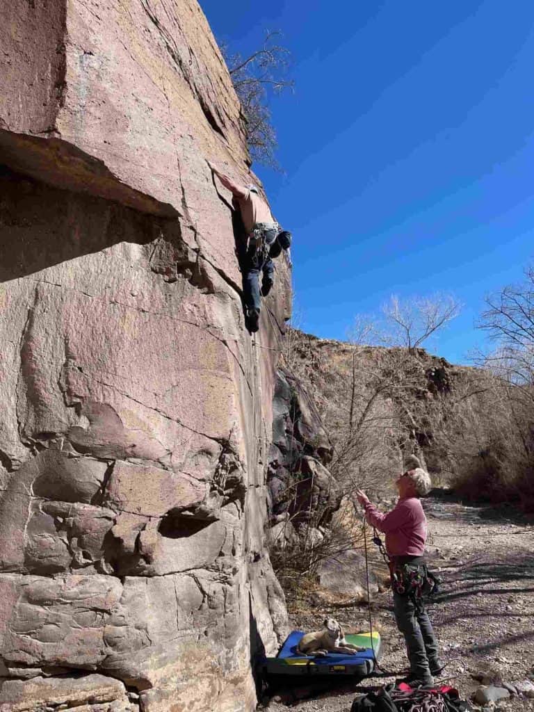 rock climbing duck soup at percha creek crag in sierra county nm