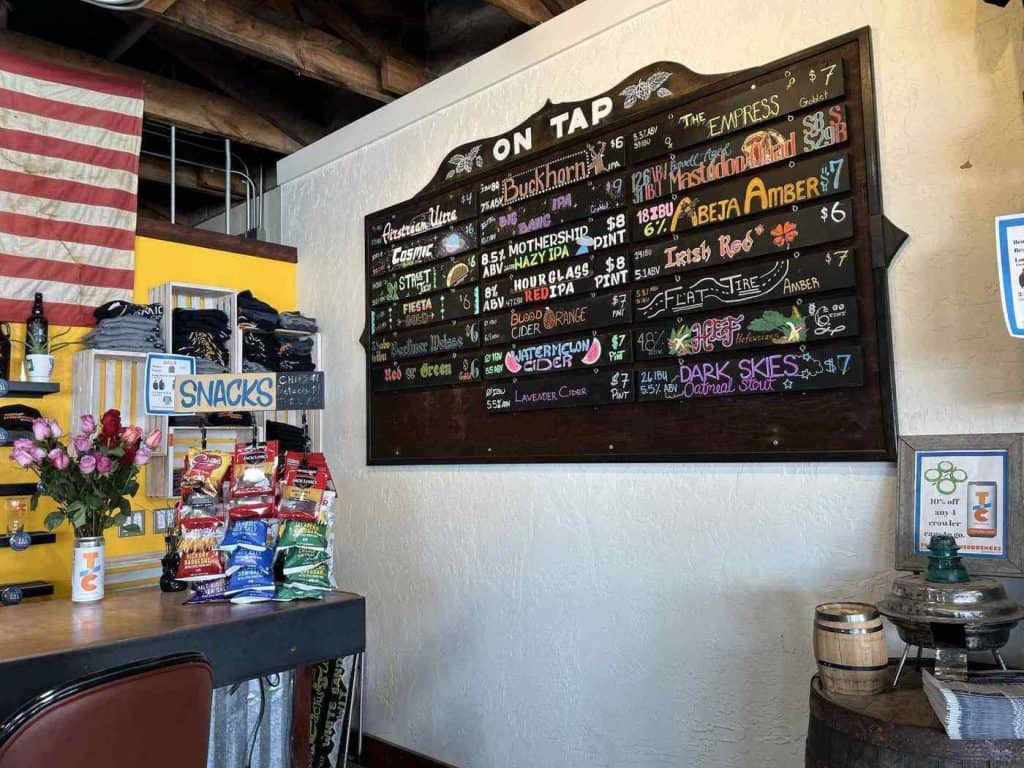 t or c brewing menu may 2023