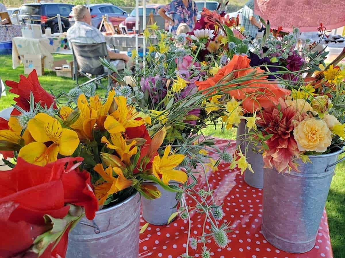 fresh flowers at the sierra county farmers market