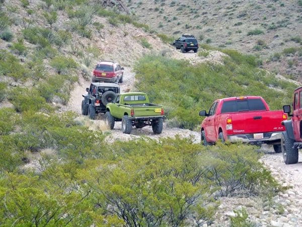 chile challenge 4x4 vehicles heading out to the trail