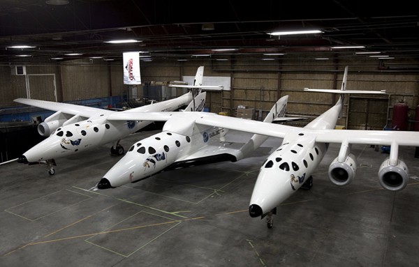 virgin galactic spaceship two in the virgin galactic hangar